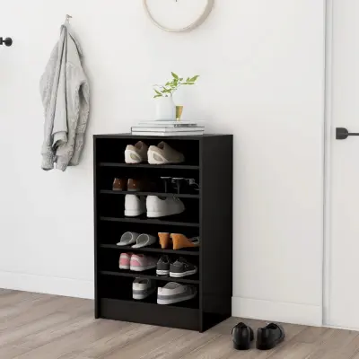 The Living Store Omara za čevlje črna 60x35x92 cm iverna plošča - Omarica Za Čevlje