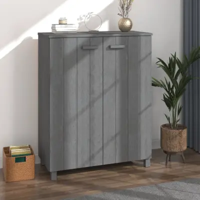 The Living Store Omara za čevlje HAMAR temno siva 85x40x108 cm trdna borovina - Omara Za Čevlje