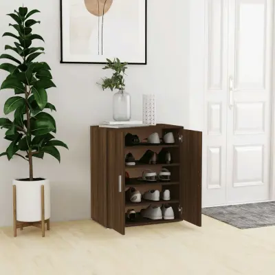 The Living Store Omarica za čevlje rjav hrast 60x35x70 cm konstruiran les - Omarica Za Čevlje