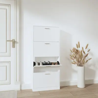 The Living Store Omarica za čevlje bela 59x17x150 cm inženirski les - Omarica Za Čevlje