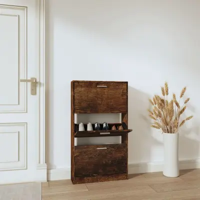The Living Store Omarica za čevlje dimljeni hrast 59x17x108 cm inženirski les - Omarica Za Čevlje
