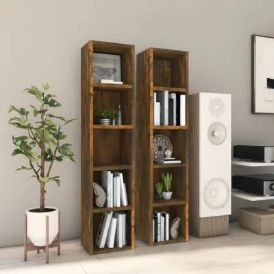 The Living Store Omarice za CD plošče 2 kosa dim. hrast 21x16x93,5cm konstr. les - Omarica Za CD-je