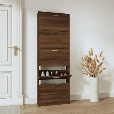 The Living Store Omarica za čevlje rjav hrast 59x17x169 cm inženirski les - Omarica Za Čevlje