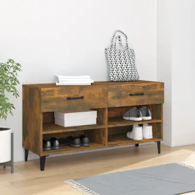 The Living Store Omarica za čevlje dimljeni hrast 102x35x55 cm konstruiran les - Omarica Za Čevlje
