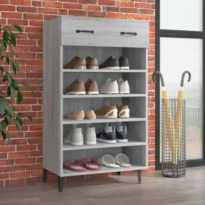 The Living Store Omarica za čevlje siva sonoma 60x35x105 cm konstruiran les - Omarica Za Čevlje