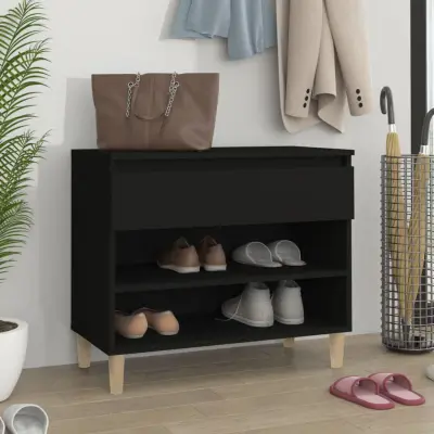 The Living Store Omarica za čevlje črna 70x36x60 cm inženirski les - Omarica Za Čevlje