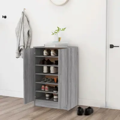 The Living Store Omarica za čevlje siva sonoma 60x35x92 cm konstruiran les - Omarica Za Čevlje