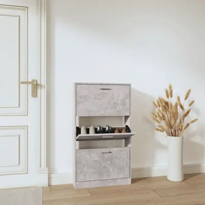 The Living Store Omarica za čevlje betonsko siva 59x17x108 cm inženirski les - Omarica Za Čevlje