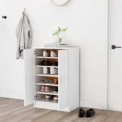 The Living Store Omara za čevlje bela 60x35x92 cm iverna plošča - Omarica Za Čevlje