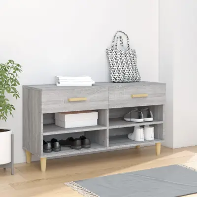 The Living Store Omarica za čevlje siva sonoma 102x35x55 cm konstruiran les - Omarica Za Čevlje