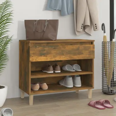 The Living Store Omarica za čevlje dimljeni hrast 70x36x60 cm inženirski les - Omarica Za Čevlje