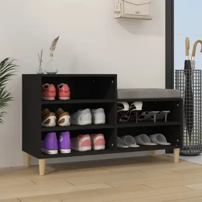 The Living Store Omarica za čevlje črna 102x36x60 cm inženirski les - Omarica Za Čevlje