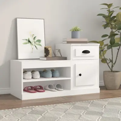 The Living Store Omarica za čevlje bela 100x42x60 cm inženirski les - Omarica Za Čevlje