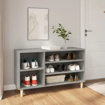 The Living Store Omarica za čevlje betonsko siva 102x36x60 cm inženirski les - Omarica Za Čevlje