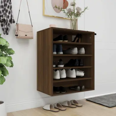 The Living Store Omarica za čevlje rjav hrast 60x35x70 cm konstruiran les - Omarica Za Čevlje