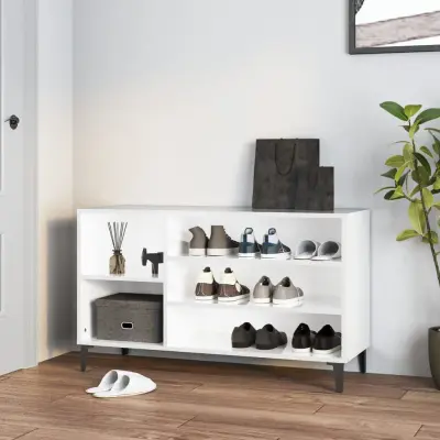 The Living Store Omarica za čevlje visok sijaj bela 102x36x60 cm inženirski les - Omarica Za Čevlje