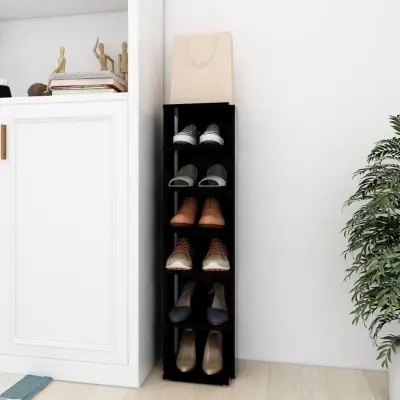 The Living Store Omarica za čevlje črna 27,5x27x102 cm inženirski les - Omara Za Čevlje