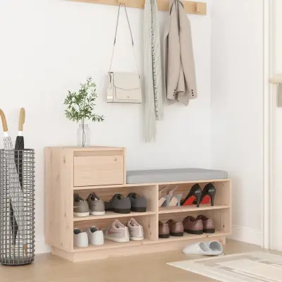 The Living Store Omarica za čevlje 110x34x61 cm trdna borovina - Omarica Za Čevlje