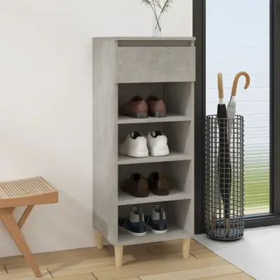 The Living Store Omarica za čevlje betonsko siva 40x36x105 cm inženirski les - Omarica Za Čevlje