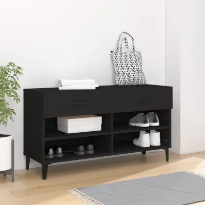The Living Store Omarica za čevlje črna 102x35x55 cm inženirski les - Omarica Za Čevlje