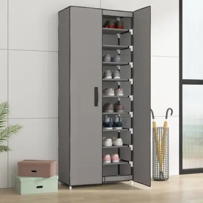 The Living Store Omarica za čevlje siva 60x30x166 cm blago - Regal Za Čevlje