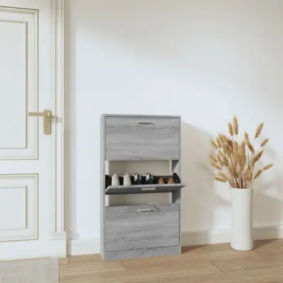 The Living Store Omarica za čevlje siva sonoma 59x17x108 cm inženirski les - Omarica Za Čevlje