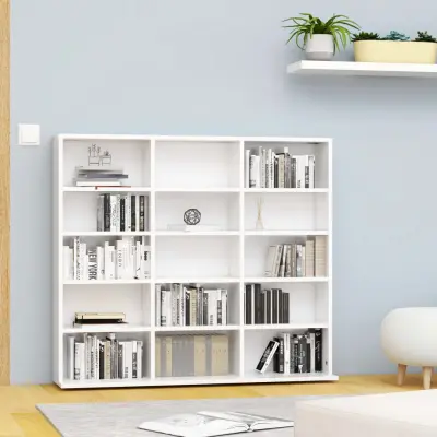 The Living Store Omarica za CD plošče bela 102x23x89,5 cm iverna plošča - Omarica Za CD Plošče