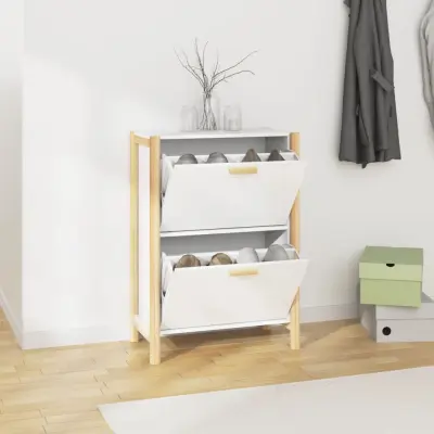 The Living Store Omarica za čevlje bela 57,5x33x80 cm inženirski les - Omarica Za Čevlje