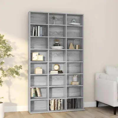 The Living Store Omarica za CD plošče siva sonoma 102x23x177,5 cm konstr. les - Omarica Za CD-je