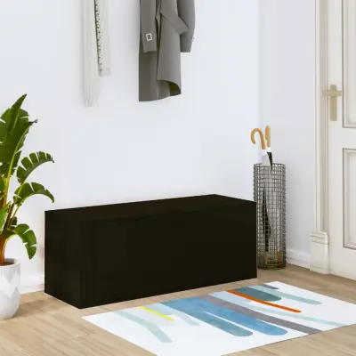 The Living Store Omarica za čevlje Črna 100x35x38 cm inženirski les - Stenska Omarica Za Čevlje