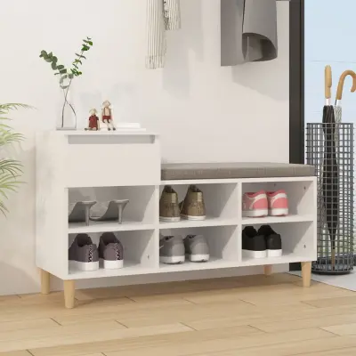 The Living Store Omarica za čevlje visok sijaj bela 102x36x60 cm inženirski les - Omarica Za Čevlje