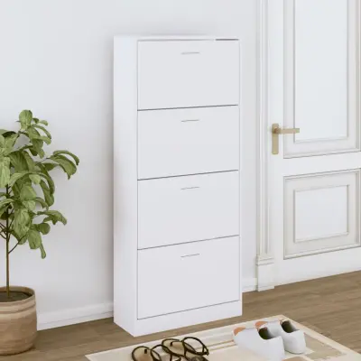 The Living Store Omarica za čevlje bela 63x24x147 cm inženirski les - Omarica Za Čevlje