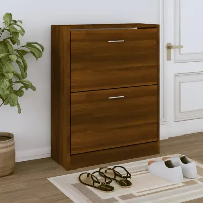 The Living Store Omarica za čevlje rjav hrast 63x24x81 cm inženirski les - Omarica Za Čevlje