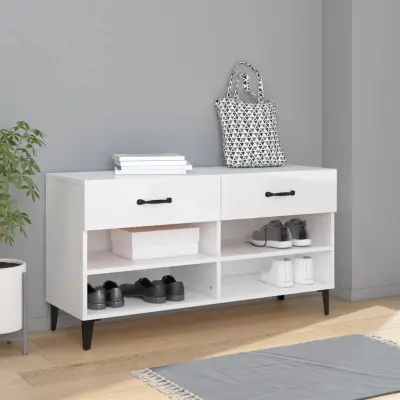 The Living Store Omarica za čevlje visok sijaj bela 102x35x55 cm inženirski les - Omarica Za Čevlje
