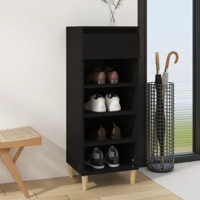 The Living Store Omarica za čevlje črna 40x36x105 cm inženirski les - Omarica Za Čevlje