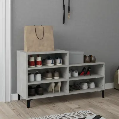 The Living Store Omarica za čevlje betonsko siva 102x36x60 cm inženirski les - Omarica Za Čevlje
