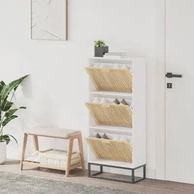 The Living Store Omarica za čevlje bela 52x25x120 cm inženirski les - Omarica Za Čevlje