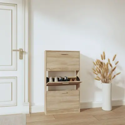 The Living Store Omarica za čevlje hrast 59x17x108 cm inženirski les - Omarica Za Čevlje