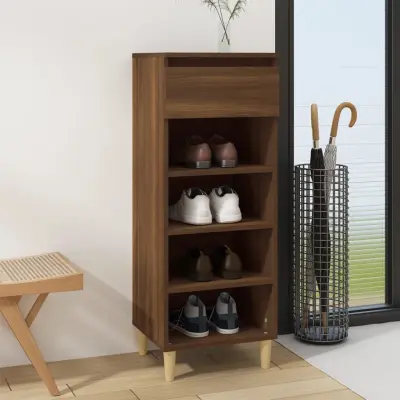 The Living Store Omarica za čevlje rjav hrast 40x36x105 cm inženirski les - Omarica Za Čevlje