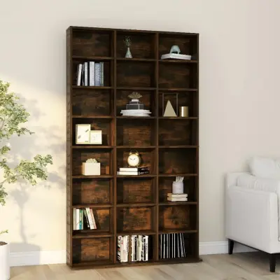 The Living Store Omarica za CD-je dimljeni hrast 102x23x177,5 cm konstruiran les - Omarica Za CD-je