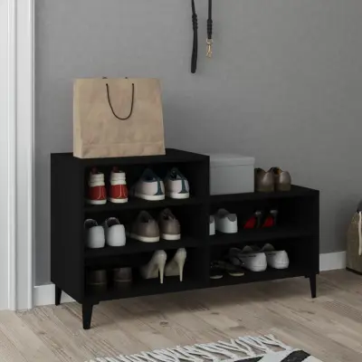 The Living Store Omarica za čevlje črna 102x36x60 cm inženirski les - Omarica Za Čevlje
