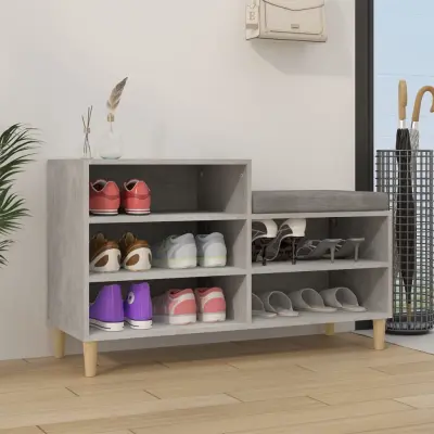 The Living Store Omarica za čevlje betonsko siva 102x36x60 cm inženirski les - Omarica Za Čevlje