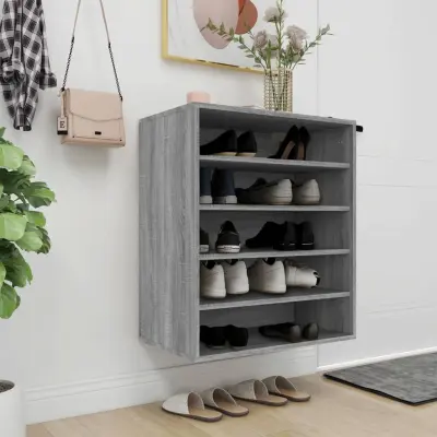 The Living Store Omarica za čevlje siva sonoma 60x35x70 cm konstruiran les - Omarica Za Čevlje