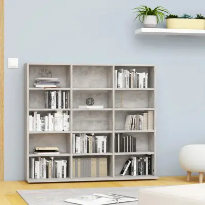 The Living Store Omarica za CD plošče betonsko siva 102x23x89,5 cm iverna plošča - Omarica Za CD Plošče