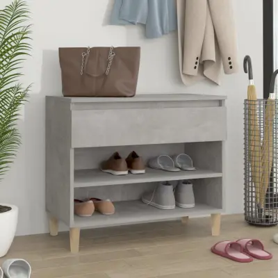 The Living Store Omarica za čevlje betonsko siva 70x36x60 cm inženirski les - Omarica Za Čevlje