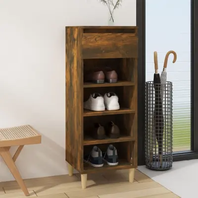 The Living Store Omarica za čevlje dimljeni hrast 40x36x105 cm inženirski les - Omarica Za Čevlje