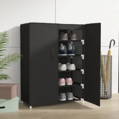 The Living Store Omarica za čevlje črna 60x28x90 cm iz blaga - Regal Za Čevlje