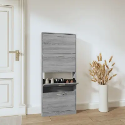 The Living Store Omarica za čevlje siva sonoma 59x17x150 cm inženirski les - Omarica Za Čevlje