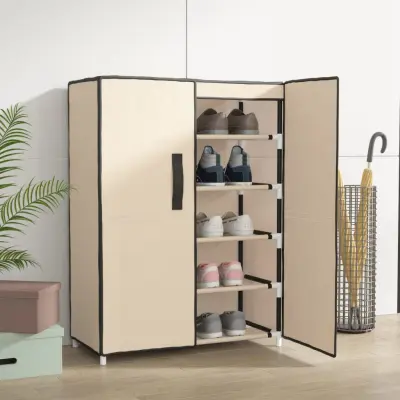 The Living Store Omarica za čevlje krem 60x28x90 cm iz blaga - Regal Za Čevlje