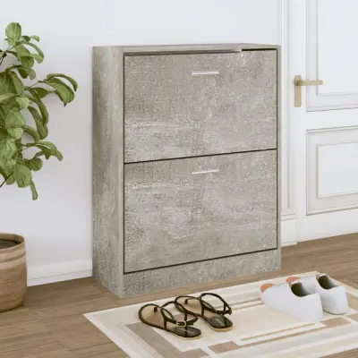 The Living Store Omarica za čevlje betonsko siva 63x24x81 cm inženirski les - Omarica Za Čevlje